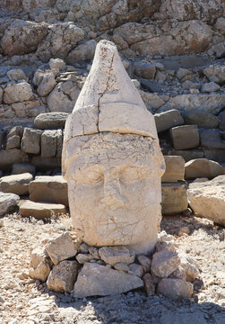 Nemrut Mountain and giant statue heads from1st century BC, in Adiyaman, Turkey. High quality photo