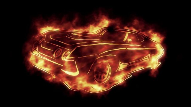 Fire Car Logo Looping Animation Graphic Element