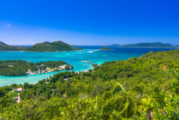 A view from the top of natural reserve Fond Ferdinand on Praslin island, Seychelles