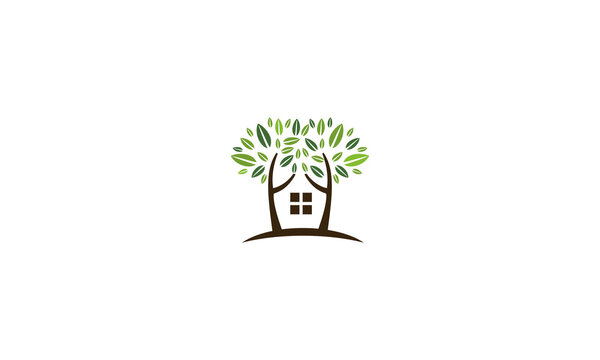 
House Logo Design With Tree