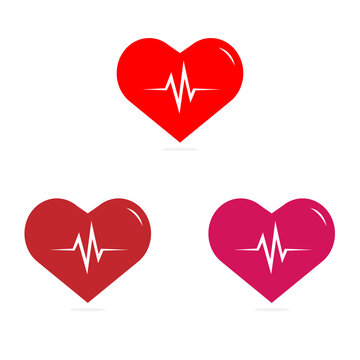 red hearts rate on a light background. Seamless vector background from hearts of the different sizes. template, pattern repeated. heart rate design
