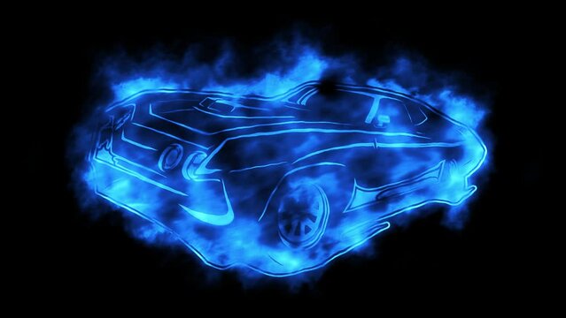 Blue Fire Car Logo Looping Animation Graphic Element