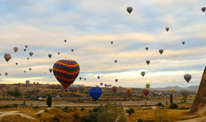 Balloon flight in Cappadocia in Turkey. High quality photo