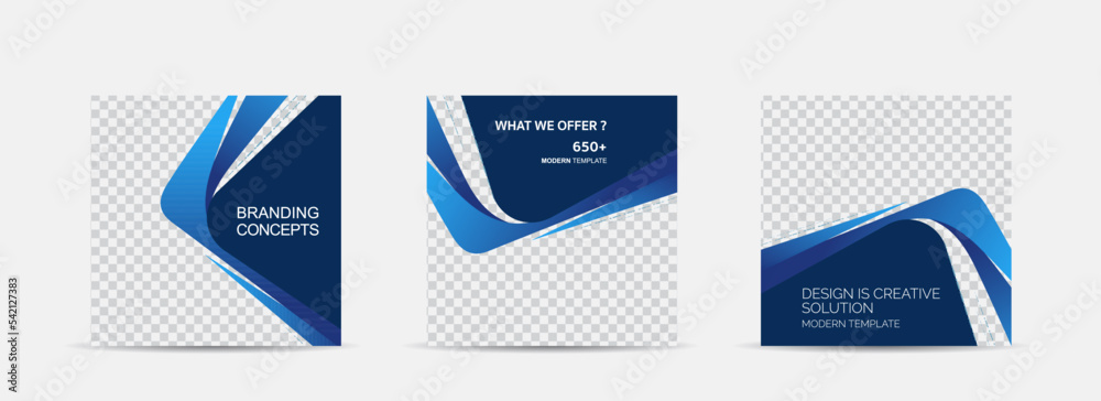 Wall mural set square banner template for social media post and web internet ads.vector illustrations.
