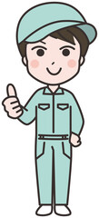 やる気のある男性作業員のイラスト