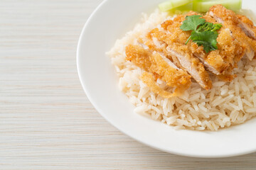 Steamed Rice with Fried Chicken or Hainanese Chicken Rice