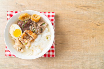 paste of rice flour or boiled Chinese pasta square in clear soup