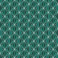 Seamless background image of green polygon cross line geometry.