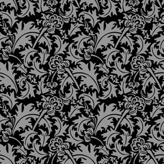 Seamless background image of vintage garden spiral leaf flower plant.