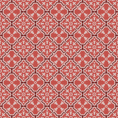 Seamless background image of vintage red geometry cross frame flower.