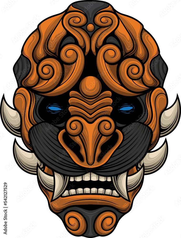 Wall mural vector illustration of japanese tiger mask