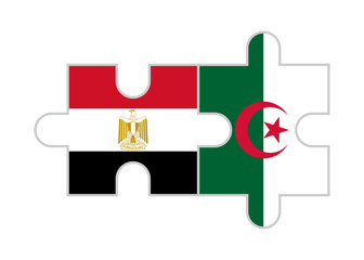 puzzle pieces of egypt and algeria flags. vector illustration isolated on white background
