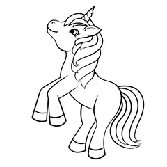 Cute Cartoon Unicorn. Illustration on a transparent background