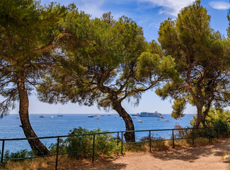 Mediterranean Sea and boats in Roquebrune Cap Martin South of France near Monaco