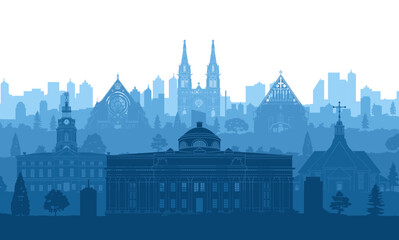 Fototapeta premium Finland famous landmarks by silhouette style