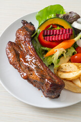 barbecue pork spare ribs with vegetables