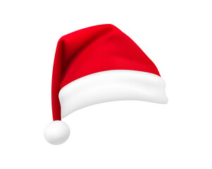 Isolated red, white santa claus hat celebrate party icon on transparent background