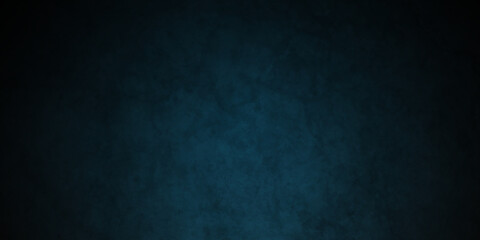 Dark blue and black grunge textured concrete backdrop background. Panorama dark blue and black slate background or texture. Vector blue concrete texture. Stone wall background.