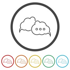 Logo Chatting App. Set icons in color circle buttons