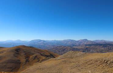 view from the top of Nemrüt Dag Mountain in Adiyaman, Turkey. High quality photo