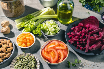 various fresh vegan products
