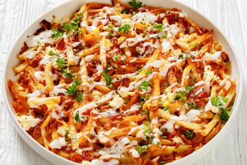 Bacon Mozzarella Feta Cheddar Cheese crispy Fries