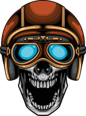 Vector illustration of skull wearing helmet