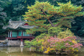 Changdeokgung royal palace of the Joseon dynasty in Autumn in Seoul South Korea