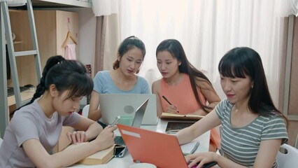 Young Chinese university students learning in dormitory,4K