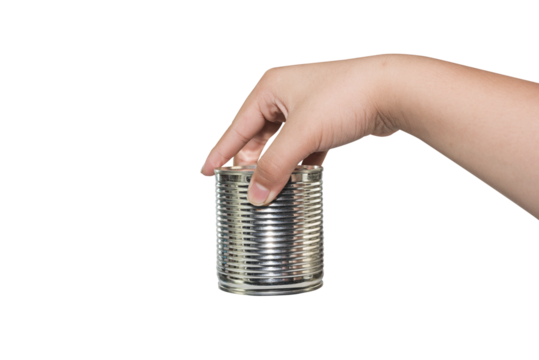 hand holding canned food 