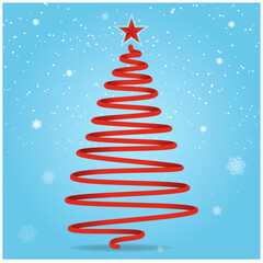 Christmas background. Christmas tree scribble card design. Vector illustration.