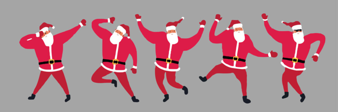 Christmas Santa Clause Dancing Vector Illustration. Santa Clause. Merry Christmas