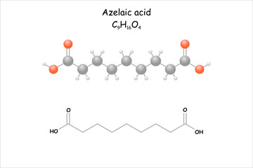 Stylized molecule model/structural formula of azelaic acid.