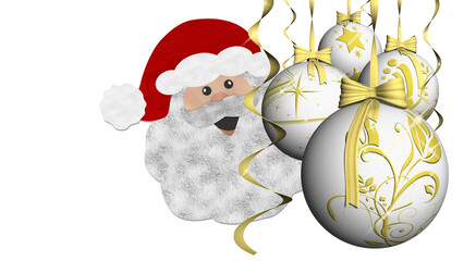 PNG. Trasparente. Illustrazione 3D. Natale. Babbo Natale, e decorazione natalizia. Spazio per testo per auguri, pubblicità, regali, di Natale e di capodanno.