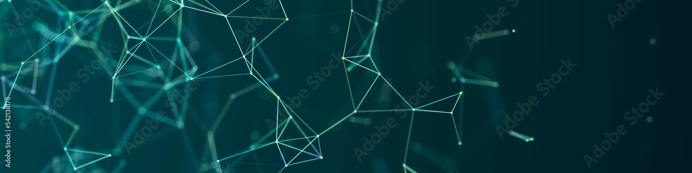 Poster polygonal background with dots and lines. network connection structure. science and technology. 3d