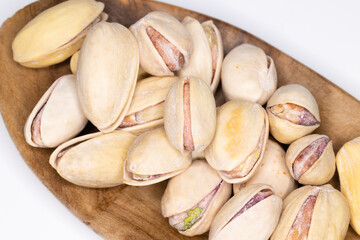 pistachios ready to eat on white background