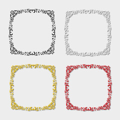 set of multi-colored frames, in the style of an ornament