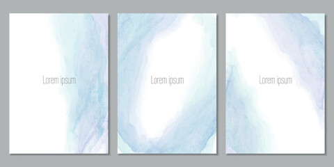 Vector set of abstract blue watercolor textures