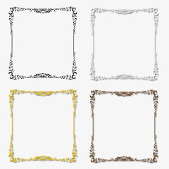 set of multi-colored frames, in the style of an ornament