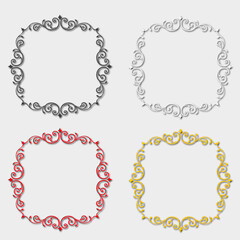 set of multi-colored frames, in the style of an ornament