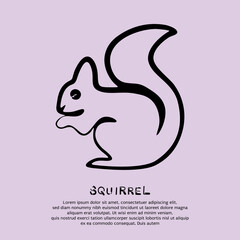 Fototapeta premium Simple line drawing of a squirrel. Vector illustration