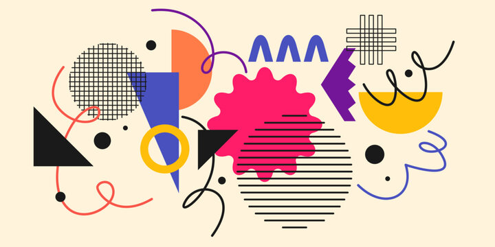 Modern geometric composition of various shapes. Illustration for design. Abstract background in the trend chart.