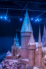 Fototapeta premium London, England - 18 November 2017: A model of Hogwarts in Warner Brothers Studio tour, The making of Harry Potter at Leavesden Studio in London.