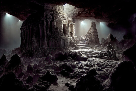 Unterwelt Hölle Hades Verdammnis Grafik Illustration Digital AI Fegefeuer Ende Böse