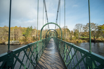 Obraz premium View of the bridge above River Tummel, Pitlochry Dam as part of Perth and Kinross. Scotland, United Kingdom