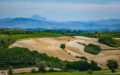View on the countryside srrounding the Seignadou Belvedere in the medieval village of Fanjeaux in the South of France (Aude)