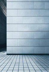 Fototapeta premium white brick wall in futuristic city