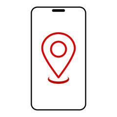 vector smartphone and location map pointer icon