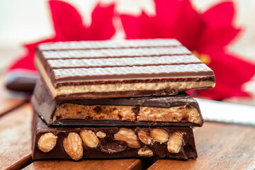 traditional nougat with Christmas decorations