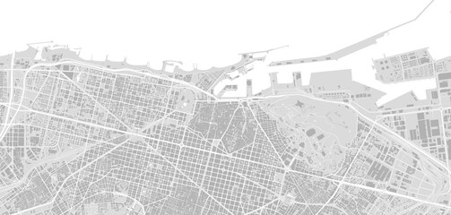 Urban city map of Barcelona. Vector poster. Black grayscale black and white road map. road map image with roads, metropolitan city area view.